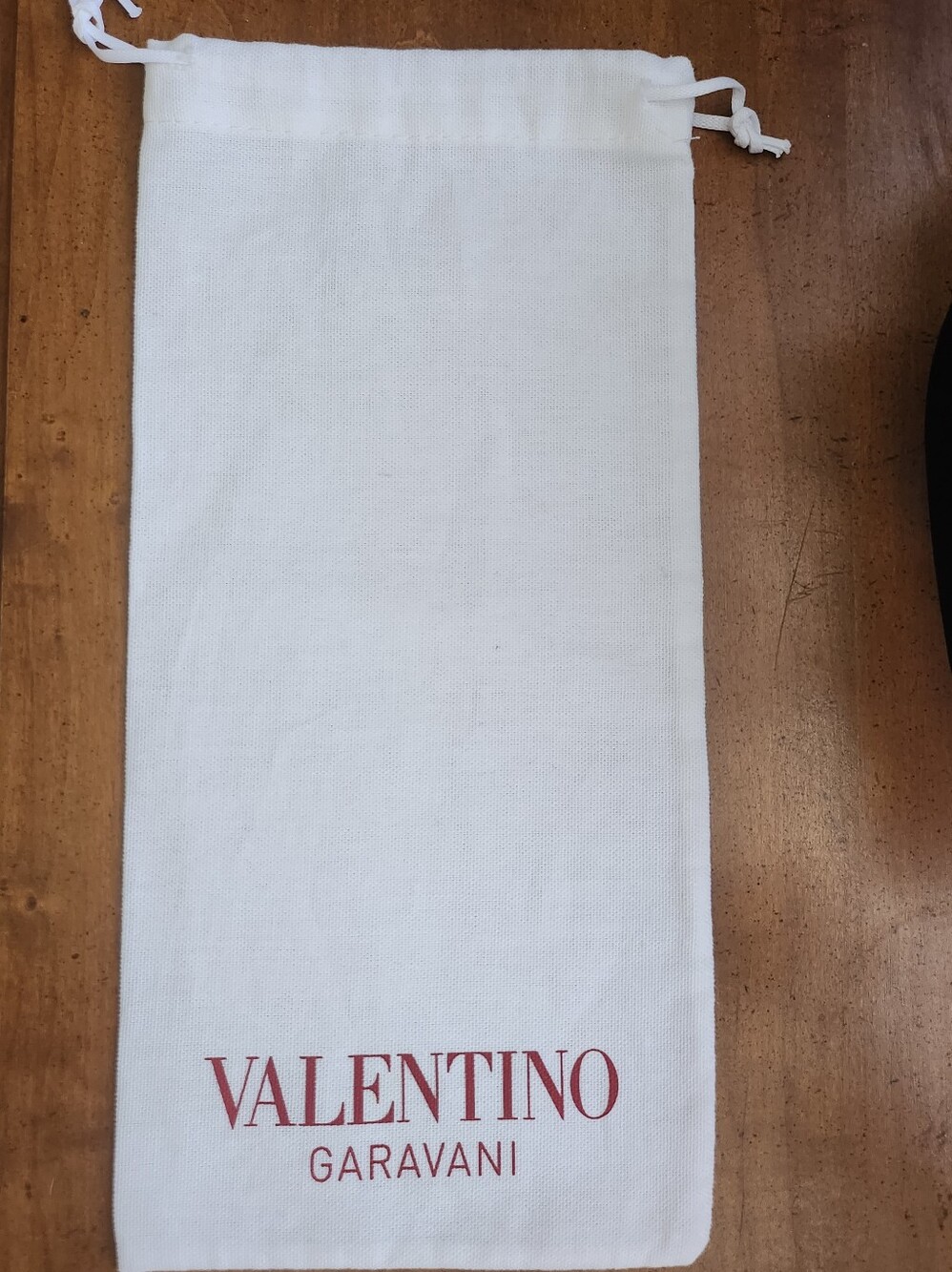 Valentino Garavani White Cotton Drawstring Dust Bag with Red Logo